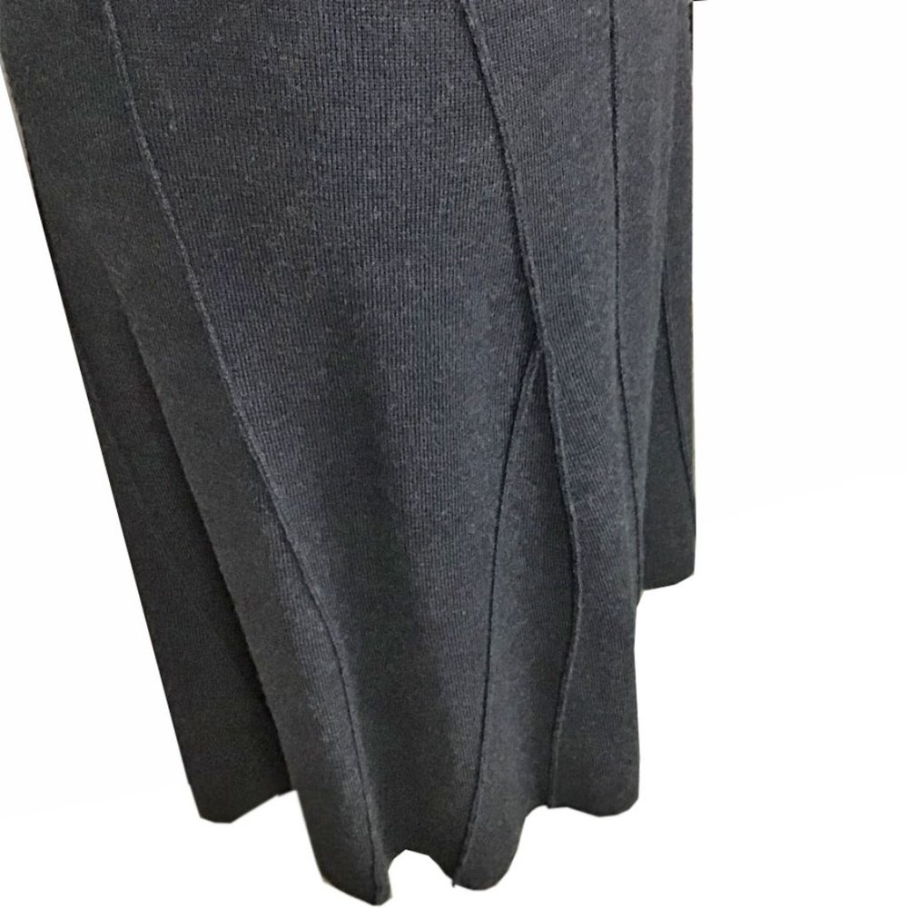 EILEEN FISHER Dark Grey Wool Gored Midi Length Skirt - Picture 3 of 8